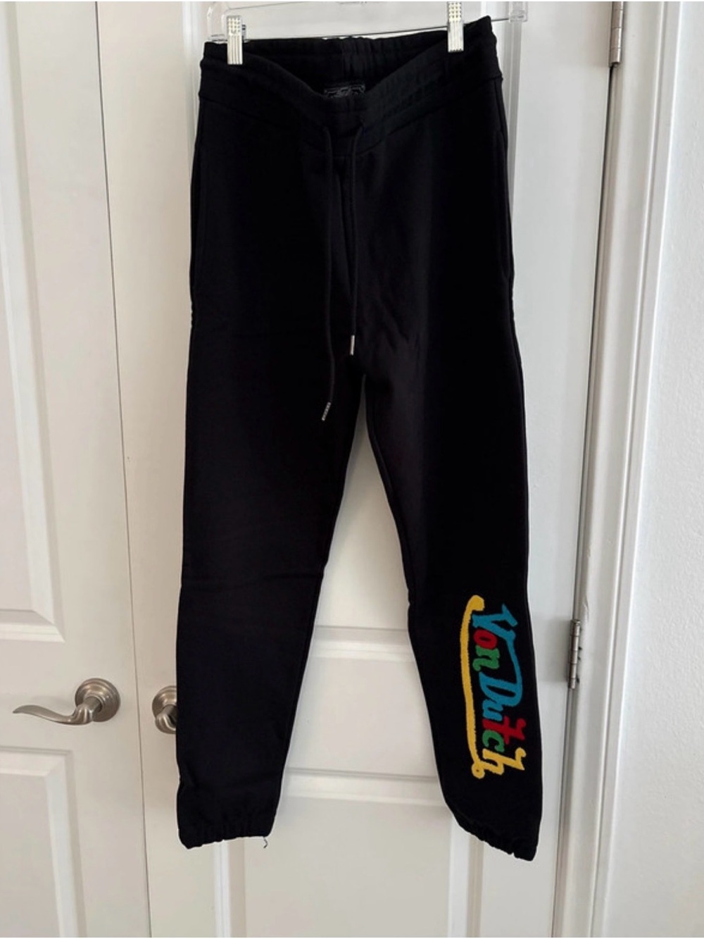 Von Dutch Black Jogger Sweatpants with Colorful Side Logo